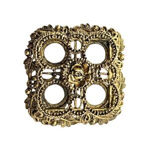 1950s Matson-Style 8-Slot Ormolu Filigree Lipstick & Lip Liner Holder 3” Flowers